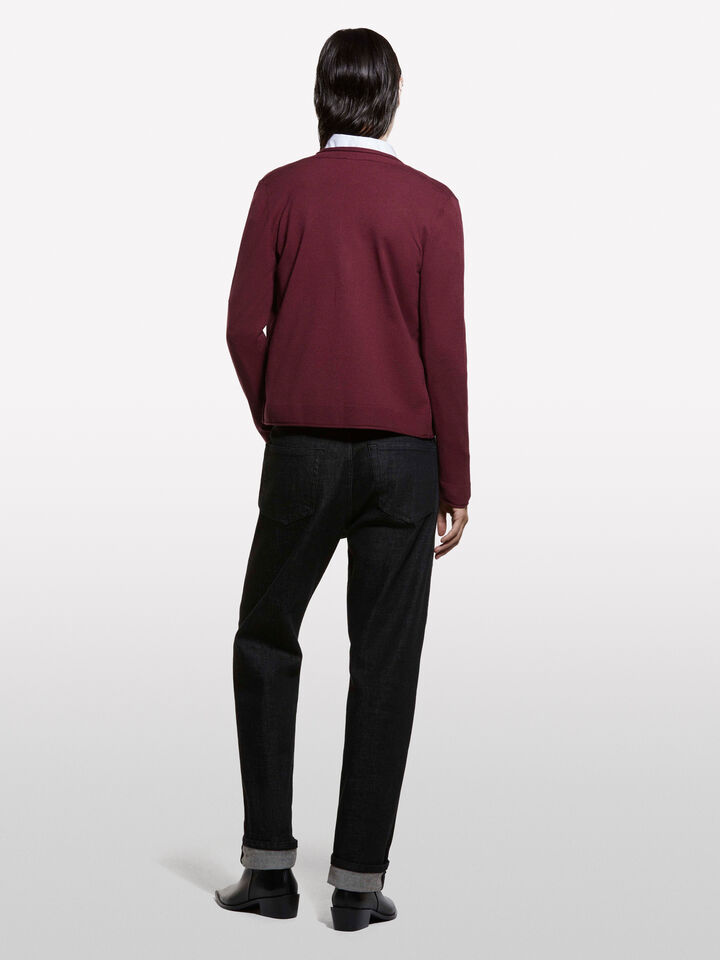 Burgundy regular fit cardigan - women's cardigans - Burgundy | Sisley image number 2